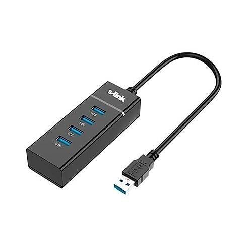 S-Link SL-U307B USB 3.0 to 4 Port USB 3.0 Işıklı Siyah USB Çoklayıcı Hub