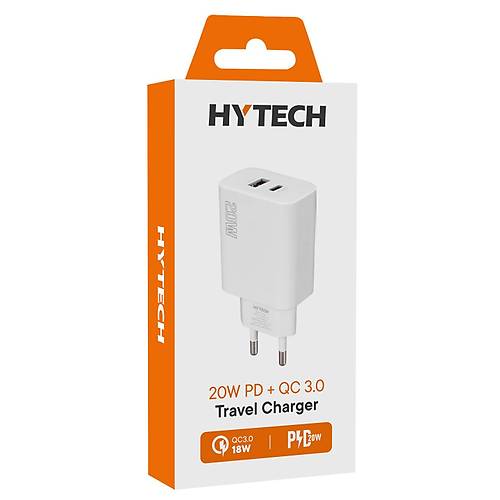 Hytech HY-XE46 20W PD USB Type C Usb QC 3.0 Beyaz H�zl� �arj Adapt�r�