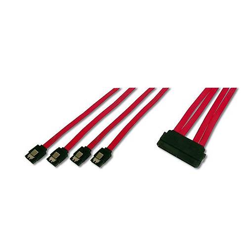Digitus AK-SAS-01 0.5 Mt SCSI SAS 32 pin to 4 x 7 Pin SATA Erkek/Erkek AWG26 Metal Mandall SATA Kablo