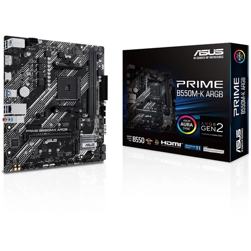 Asus PRIME B550M-K ARGB Sc-AM4 B550 DDR4 5100Mhz 2xM.2 mATX AMD Anakart
