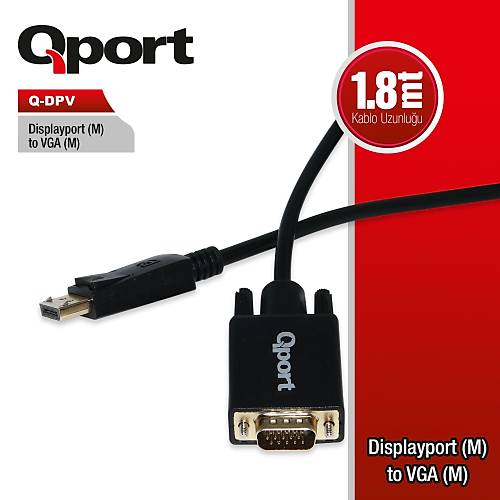 QPort Q-DPV DISPLAY PORT to VGA Erkek-Erkek Dntrc Adaptr