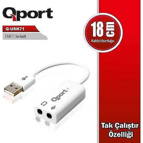 Qport Q-USK71 USB 2.0 to Sound Card 7.1 Usb Ses Kart�