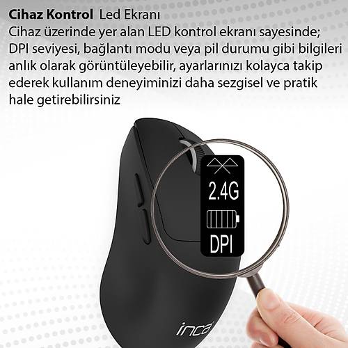 Inca IWM-397T 1600Dpi 5 Tu�lu Bluetooth 2.4GHz Kablosuz Siyah Mouse
