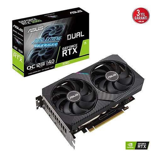 Asus DUAL-RTX3060-O12G-V2 12 GB GDDR6 GeForce RTX 3060 V2 OC 192Bit NVIDIA Ekran Kart�