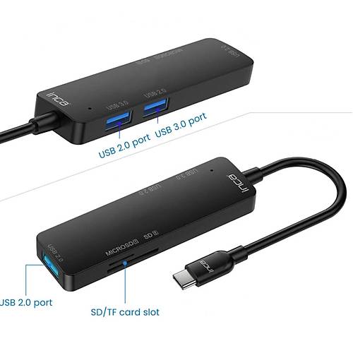 Inca ITPC-5T US TYPE C to 3 Port Usb 3.0 Kart Okuyucu