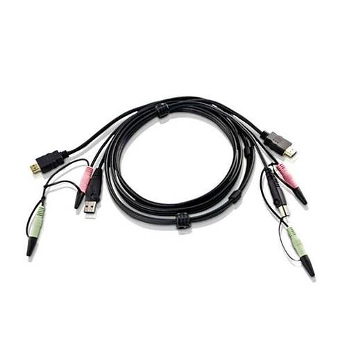 Aten 2L-7D02UH 1.8 Mt USB Klavye Mouse Monitr Hoparlr HDMI  KVM Switch Kablosu
