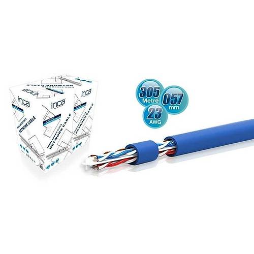 Inca ICAT-305V 305 Mt CAT6 UTP AWG23 0.77mm Mavi Data Kablosu