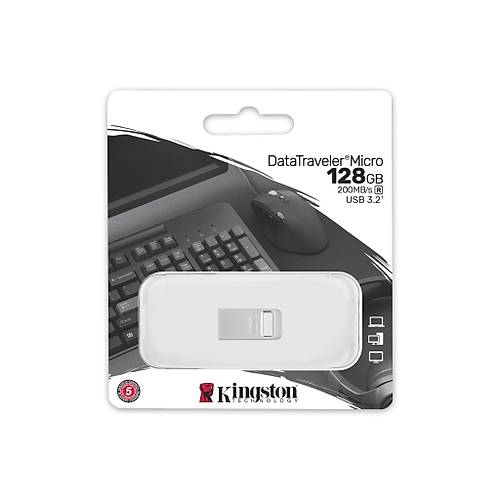 Kingston DTMC3G2/128GB 128 GB 200Mb/s DataTraveler micro Metal USB 3.2 Gen1 Flash Bellek
