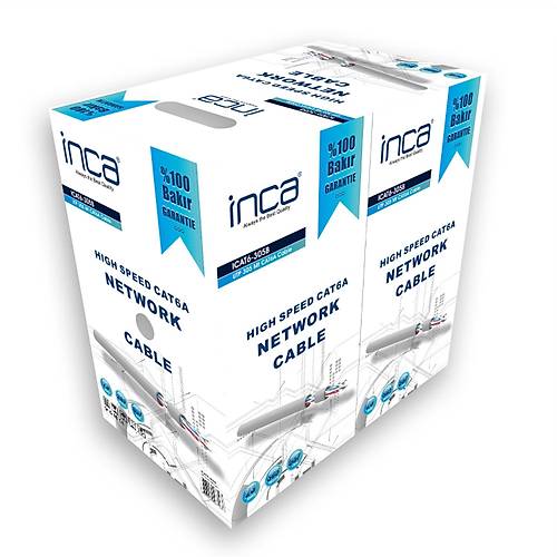 Inca ICAT6-305B 305 Mt UTP AWG23 0.57mm %99.5 Bakr Mavi Data Kablo