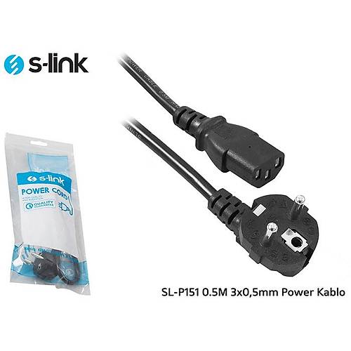S-Link SL-P150 0.5 Metre 3x0.5mm Lks C13 L Siyah Power Kablosu
