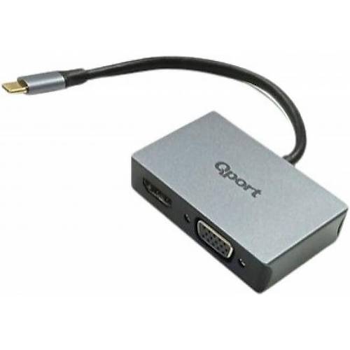Qport Q-THV2 USB Type C to HDMI VGA USB Ekran Kart Adaptr