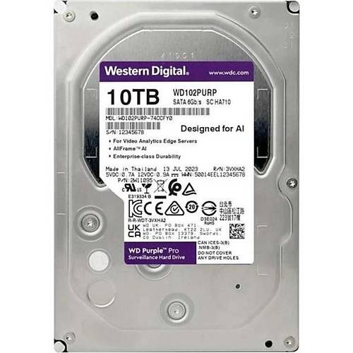 Western Digital WD102PURP 10 TB 7200Rpm 512Mb 3.5 inch Purple Pro G�venlik Harddiski