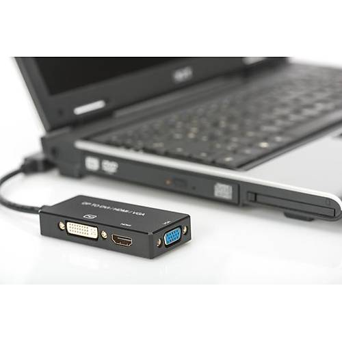 Digitus AK-340418-002-S DISPLAY PORT to VGA DVI-D HDMI Erkek-Dişi 4K Görüntü Çoklayıcı