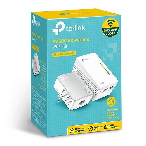 Tp-Link TL-WPA4220 K�t 2 Port 10/100Mbps 300Mbps AV600 WiFi Powerline
