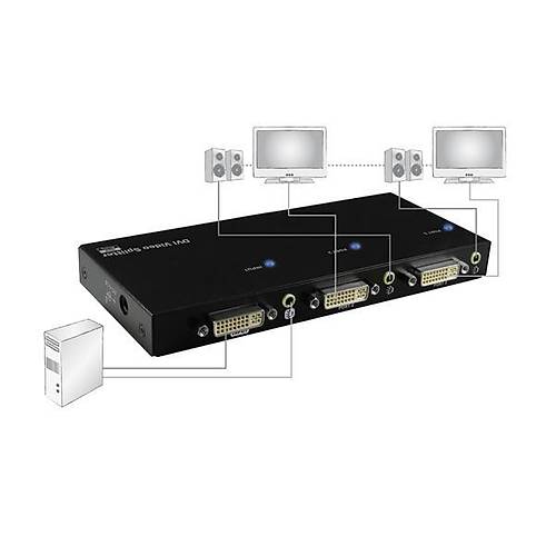 Digitus DS-41211 2 Port DVI 25+4 1 Pc 2 Monit�r 1920X1080  Video Ve Ses DVI �oklay�c� Spliter