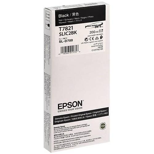 Epson C13T78210N SL-D700 T7821 Surelab 200Ml Siyah Orijinal Inkjet Kartu