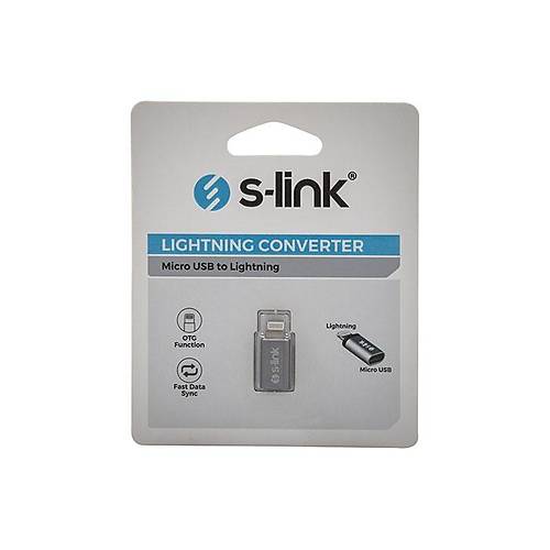 S-Link SL-TA10 microUSB 5 pin to Lightning Dii Erkek Metal Gvde Dntrc Adaptr
