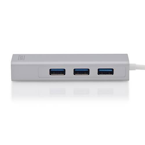 Digitus DA-70255 USB Type C to RJ45 Gigabit 3 Port USB 3.0 Alminyum USB Ethernet Kart