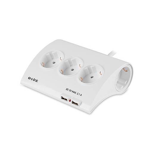S-Link SPG9-5-15 1.5 Mt Kablolu 5 li 2 x 2.1A USB arj Soketli Masast