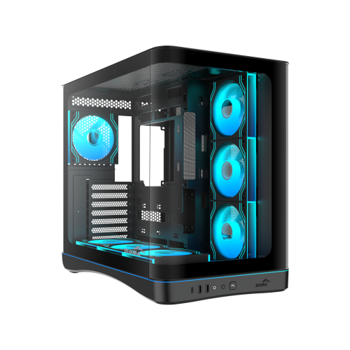 Sama V62BK B850BK 850W Plus Bronze PCIE 5.1 7x12cm ARGB Fanl� Panoramic Siyah ATX Oyuncu Kasas�