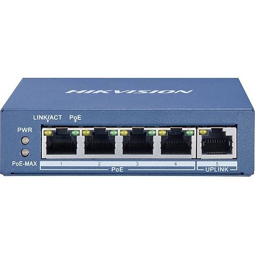 Hikvision DS-3E0505P-E/M 4 Port PoE 1 Port Uplink Gigabit Masa�st� Poe  Switch