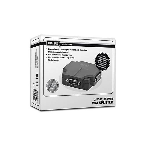 Digitus DS-41120-1 2 Port VGA 1920 X1080p 350Mhz VGA G�r�nt� �oklay�c� Splitter