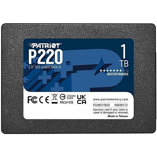 Patriot P220S1TB25 1 TB 550-500Mb/s SATA3 2.5 inc SSD Harddisk