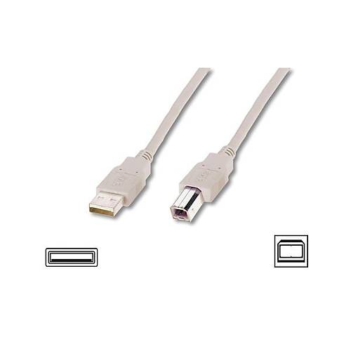 Digitus AK-300105-018-E 1.8 Mt USB 2.0 to USB Tip B Erkek-Erkek AWG28 USB 2.0 Bej Yazc Kablosu