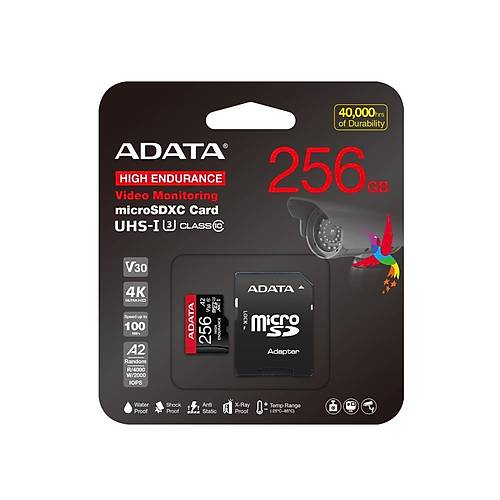 Adata AAUSDX256GUI3V30SHA2-RA1 256 GB SDXC 4K U3 V30 A2 Endurance microSD Haf�za Kart�
