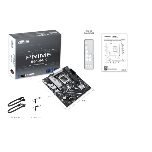 Asus PRIME B860M-K Sc-1851 DDR5 8000Mhz 2xM2 2.5Gbit LAN Aura RGB mATX INTEL Anakart