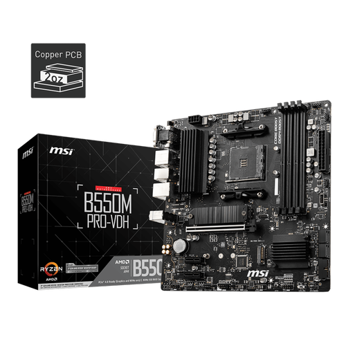 Msi B550M PRO-VDH Sc-AM4 B550 DDR4 4400Mhz M.2 USB 3.2 mATX AMD Anakart