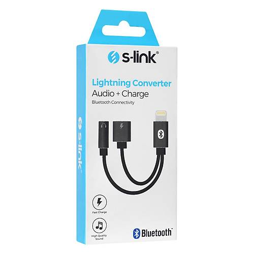 S-Link SL-TA40M Lightning to 2 in 1 Bluetooth Metal Gvde arj Kulaklk evirici Adaptr