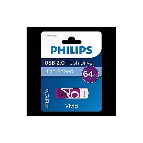 Philips FM64FD05B 64 GB Vivid Mor USB 2.0 Flash Bellek