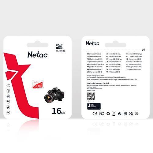 Netac NT02P500ECO-016G-S P500 Eco 16 GB SDHC microSD Hafza Kart