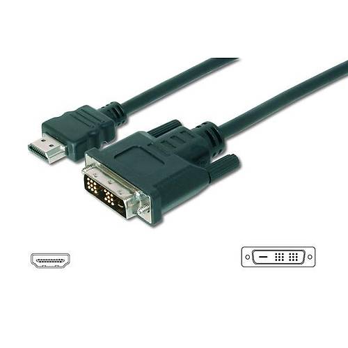 Digitus AK-330300-020-S 2 Mt HDMI to DVI-D 18+1 Erkek-Erkek v1.3 UL Dönüştürücü Kablo