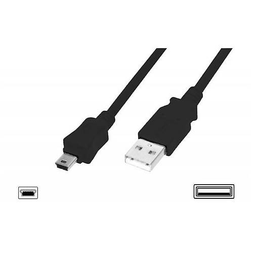 Digitus AK-300130-010-S 1 Mt USB 2.0 to mini USB 5 Pin Erkek-Erkek AWG28 UL USB 2.0 Kablo