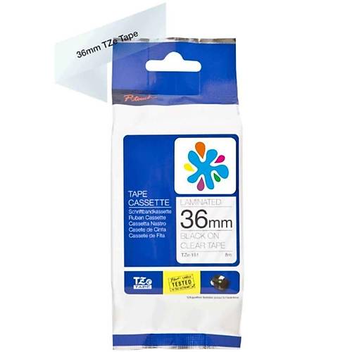 Brother P-Touch TZE-161 36mm 8Mt �effaf �zerine Siyah Laminasyonlu Etiket