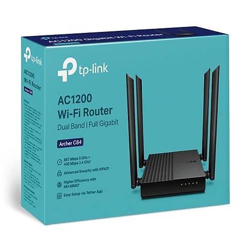 Tp-Link ARCHER C64 AC1200 Mbps 4 port Gigabit Dual Band Router