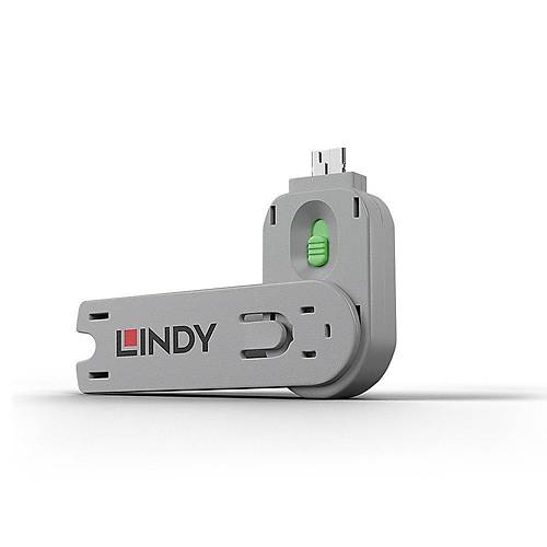 Lindy LIN-40621 USB A Tipi Bloke Kilit Ama anahtar Yeil