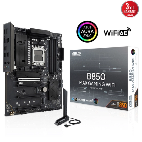 Asus B850 MAX GAMING WIFI Ac-AM5 DDR5 8400Mhz 3xM2 WiFi 6E 2.5Gbit LAN ATX AMD Anakart