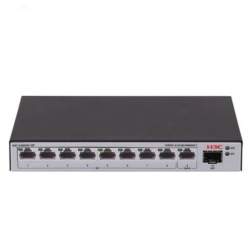 H3C LS-1600V2-10P-HPWR-GL 8 Port Gigabit PoE 1 Port Uplink 1 Port SFP L2 Ynetilebilir PoE Switch