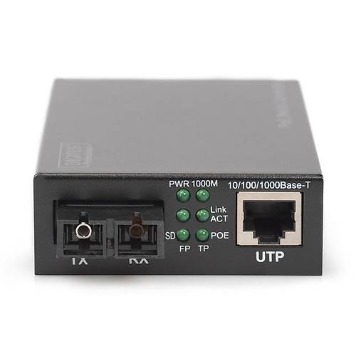 Digitus DN-82160 20 Km 1 Port Gigabit Ethernet PoE+ Single Mode 30W SC Media Converter