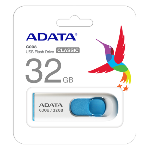 Adata AC008-32G-RWE 32 GB C008 USB 2.0 Beyaz Mavi USB Flash Bellek