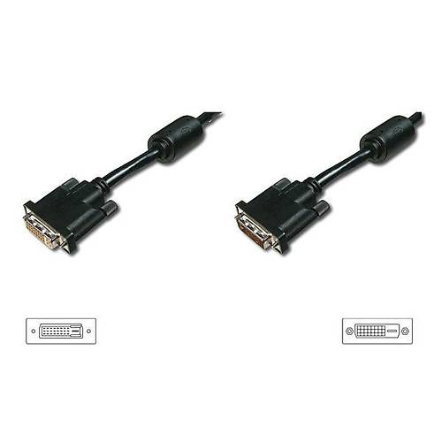 Digitus AK-320200-050-S 5 Mt DVI-D to DVI-D 24+1 Erkek-Di�i 2xFerrite AWG28 Z�rhl� G�r�nt� Kablosu