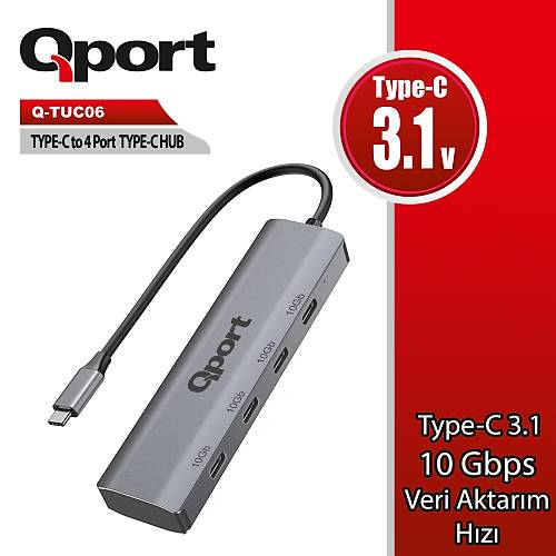 Qport Q-TUC06 Usb Type C to 4 Port USB Type C Usb �oklay�c�