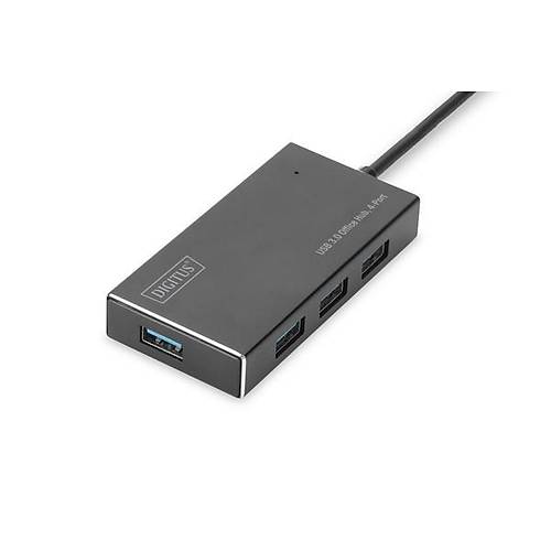 Digitus DA-70240-1 USB 3.0 to 4 Port USB 3.0 5V 2A Güç Adaptörlü Alüminyum USB 3.0 Çoklayıcı Hub