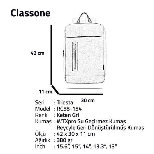 Classone RC58-154 15.6 inch Triesta Wtx Pro Su Geirmez Kuma Gri Notebook antas