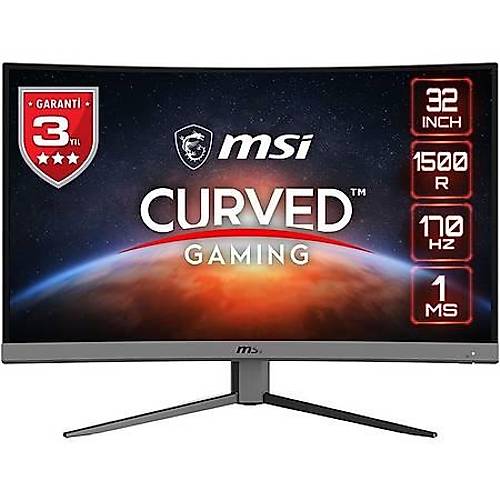 Msi G32C4 E2 31.5 inch 1920x1080 1ms 170Hz HDMI DP 1500R FreeSync Prenium Curved Gaming Monitr