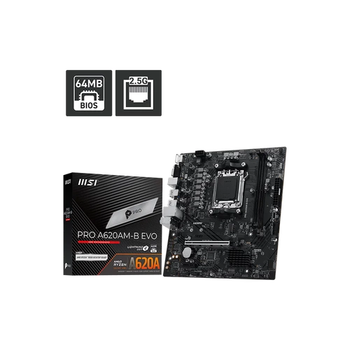 Msi PRO A620AM-B EVO Sc-AM5 DDR5 6800MHZ M2 ARGB Jargb_V2 mATX AMD Anakart