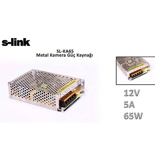S-Link SL-KA65 12V 5A 65W Metal Kamera İçin Güç Kaynağı